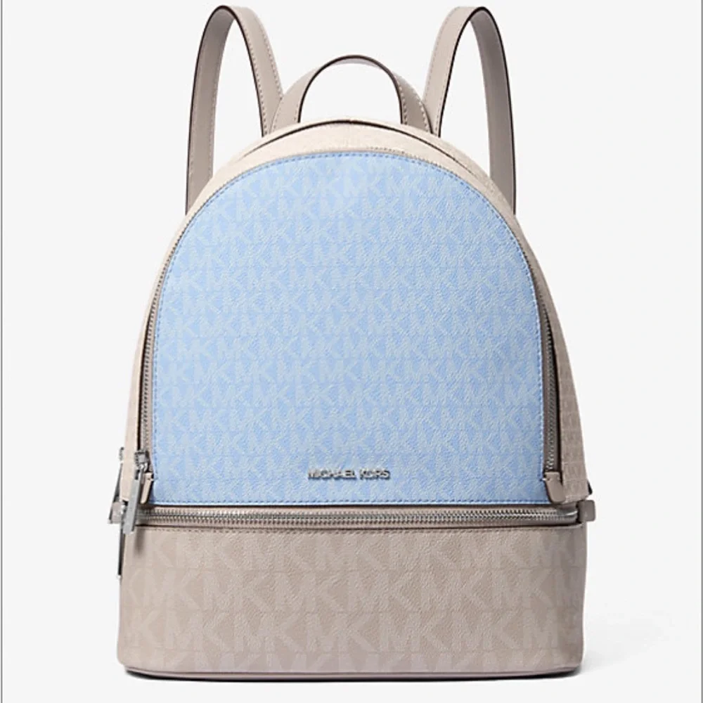 Michael Kors Light Blue and Grey Backpack